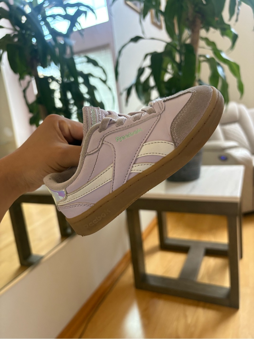 Reebok Kids Classic Court Lilac and White Sneakers